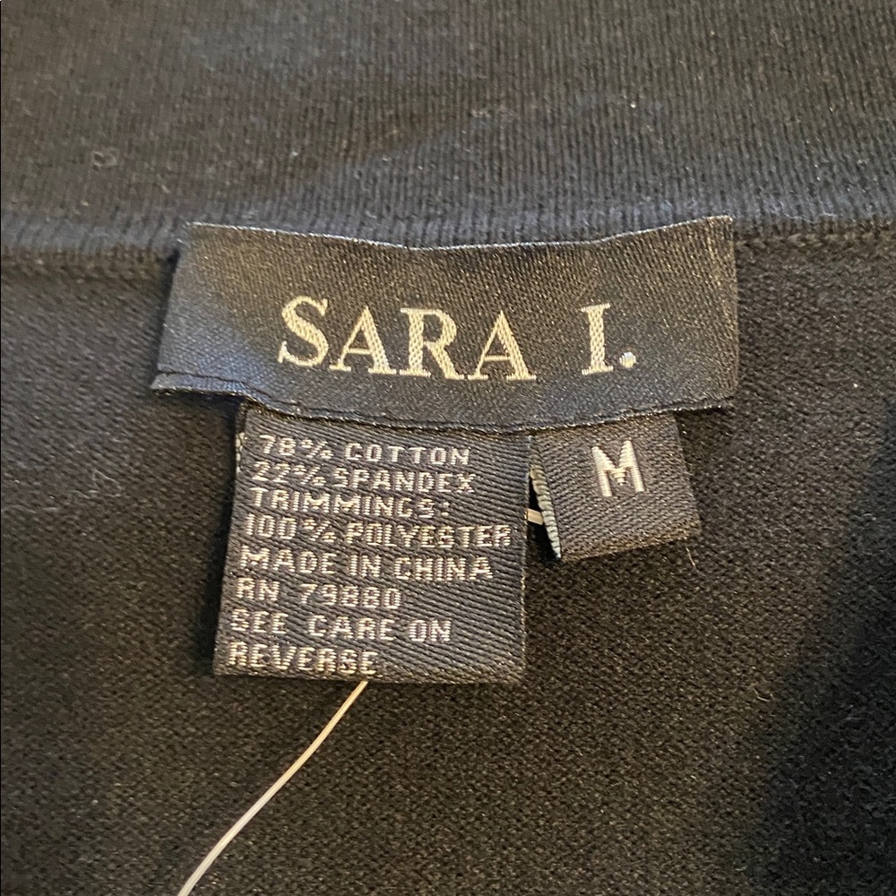 Sara L Black Mid Sleeve Top with Ruffle Detail size M brand new length 27” - Picture 7 of 8